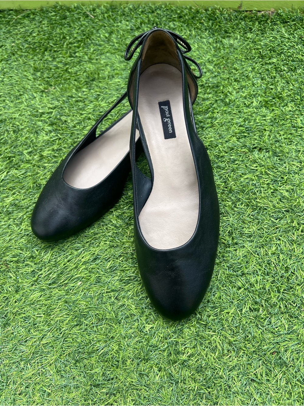 PAUL GREEN Black Leather Maurine D’Orsay Tie Back Flats US 7 (Sz 4.5 UK metric)